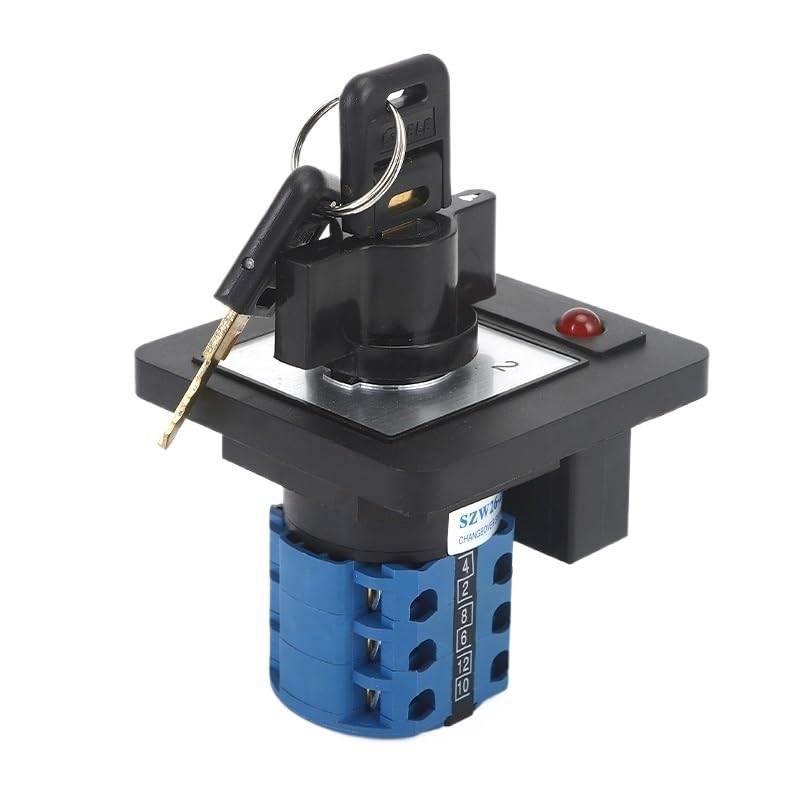 SZW26/LW26-20 D303.3YN Interruptor selector de leva rotatorio, 20 A, 3 polos, 12 tornillos, posiciones, con llave y luz Controls Switches