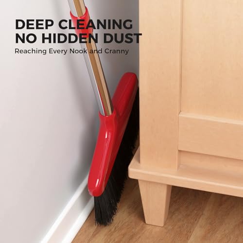 Image of Handy Broom 2Pack, Indoor /Outdoor Brooms, Duty Kitchen Broom, for Home Garage Kitchen Office Courtyard Lobby Patio Lawn Concrete (2, Red)