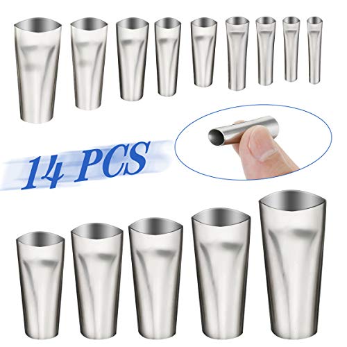 Caulking Nozzles, CHARMINER Caulk Nozzle Applicator, Reusable Caulking Nozzle 14 Pcs, Stainless Steel Sealant Caulking Finishing Nozzle for Kitchen Bathroom Window Sink Joint(Silver)