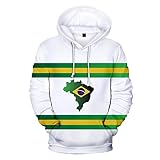 KETAFOUND Sudadera con Capucha Unisex con La Bandera De Brasil: Sudadera con Capucha Y Bolsillo con Cordón para Hombre Y Mujer, Estampado De Mapa 3D, Moda, Talla Grande, Deportiva, Brasil