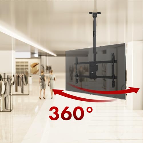 Maclean TV‑Deckenhalterung 43–86″ | 60 kg Tragfähigkeit | Neigbar −25° Schwenkbar 180° Höhenverstellbar 485‑925 mm | VESA bis 600×400 mm | Kabelmanagement | Schwarz Stahl – Bild 4