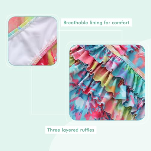Image of Moon Tree Girls One Piece Swimsuits Ruffle Swimwear Beach Bathing Suit 2-14 Years