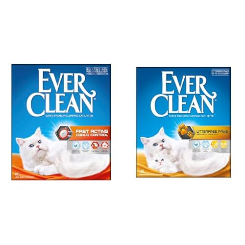 Ever Clean kedi kumu, hızlı etki eden koku önleyici, 10 litre, koku maddeleri ile ve Ever Clean Litterfree Paws Kedi Kumu 10 L