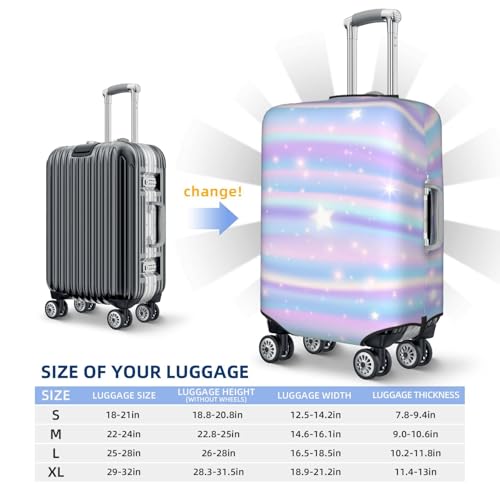 Striped Gradient Print Luggage Cover For Suitcase,Washable Elastic Travel Suitcase Protector With Zipper Closure And Bottom Buckle – Fits 18-32" Luggage-Large4