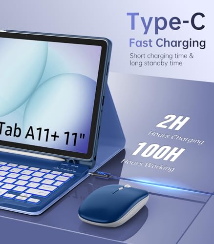 MoKo Tastaturhülle für Samsung Galaxy Tab A11+/A9+ Plus 11'' mit Maus,Blu – Ansicht 5
