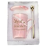 WENSSY Teacher Gifts Best Teacher Ever Mug Gifts for Teacher Thank You Appreciation Gifts for Teachers Women 14 Ounce Pink with Gift Box