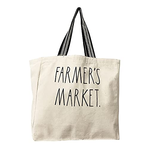 Rae Dunn by Enchante Large Canvas Embroidered Tote Bag (Farmers Market)