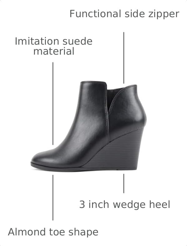 Image of Soda Ability - Mid Ankle Bootie w /Split Shaft and Zipper Stacked Wedge Heel