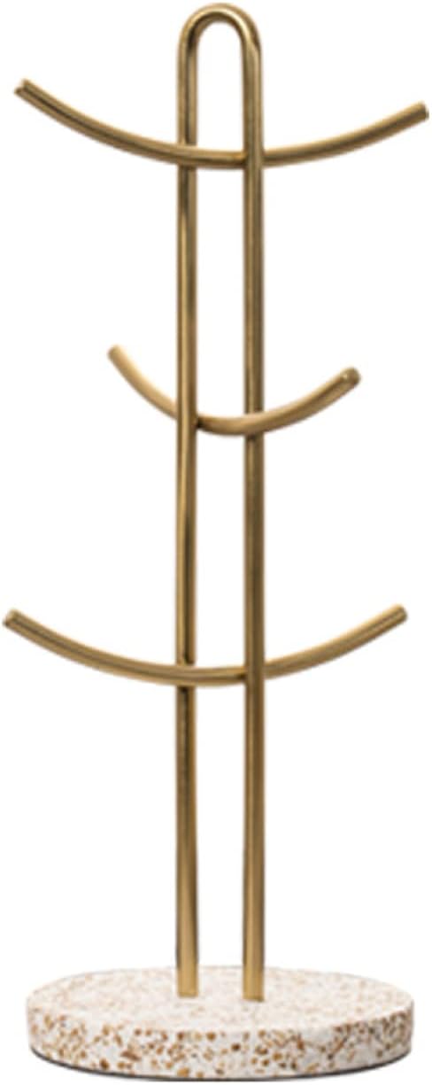 6 Cup Mug Tree Marble Gold-Plated Cup Holder Glass Cup Hanger Kitchen Storage Rack Household Jewelry Rack