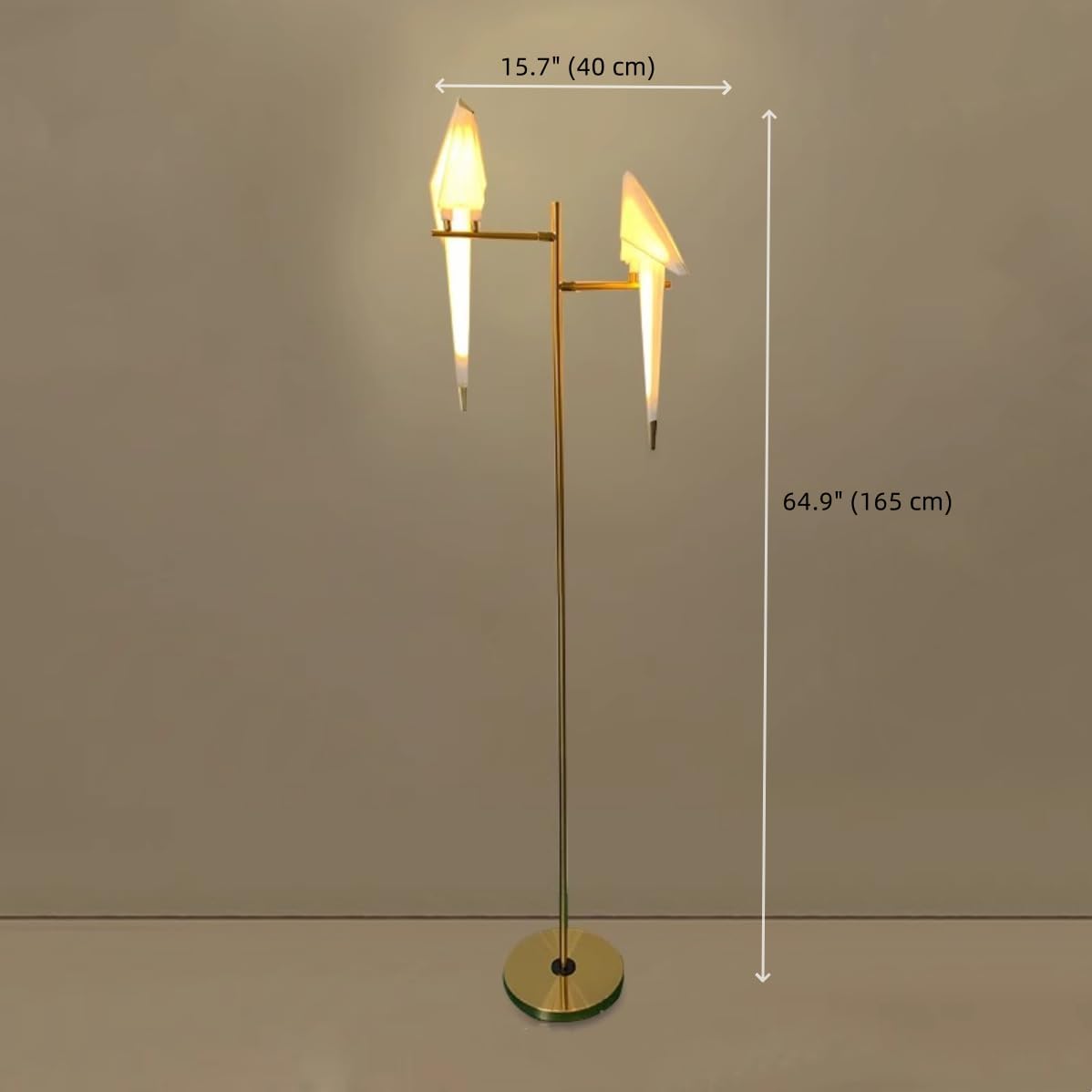 Modern Gold Floor Lamp Creative Crane Bird Standing Floor Lamp Tall Unique Lamps Metal Standing Light 2 Vivid Birds Shade Art Deco Floor Lamps for Living Room Bedroom - Warm Light