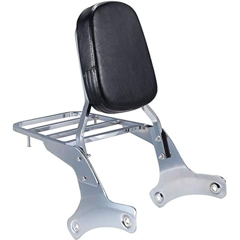 Ambienceo Sissy Bar Luggage Rack Chrome Backrest Back Seat Cushion Fit for Honda Shadow VT750 C2 RC44 VT400 1997-2003 1997 1998 1999 2000 2001 2002 2003 Cover