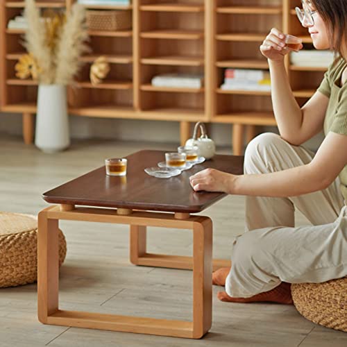 Table basse à thé de balcon en hêtre marron pour optimiser les petits salons