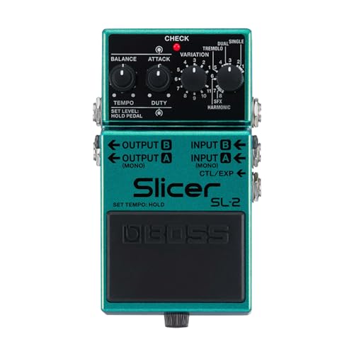 BOSS SL-2 Slicer | Kompaktpedal für Gitarre, Keyboard, DJs & mehr | Erzeuge pulsierende Grooves | Mehrere Slicer-Spuren | 88 integrierte Patterns | Stereo-Ausgangsmodi | Steuerung über MIDI-Eingang