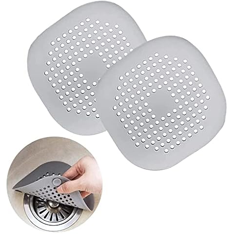 Hair Catcher for Bathroom, Kitchen Foldable Silicone Filter, Shower Drain Cover Hair Catcher, Used For Bathroom Shower, Bathtub and Kitchen, With Suction Cups, Easy to Install and Clean (gray*2) Cover