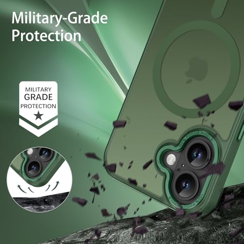 Image of YINLAI for iPhone 17 Case 6.3-inch,Magnetic Compatible with MagSafe, Slim Matte Anti-Fingerprint, Shockproof Full Body Military Grade Protection for iPhone 17 Cover, Green