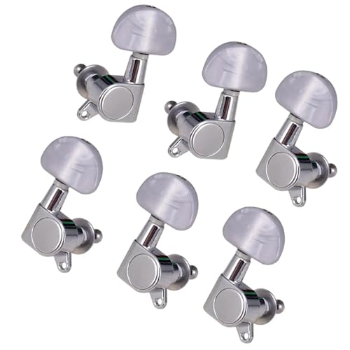 6個ロックギター弦チューニングペグマシンヘッド、2L 4R、耐摩耗性 ギターのチューニング釘 (Color : Silver)