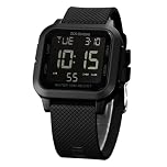zolohoni Men's Square Big Numbers Big Dial Waterproof LED Digital Watch, Black, Modern
