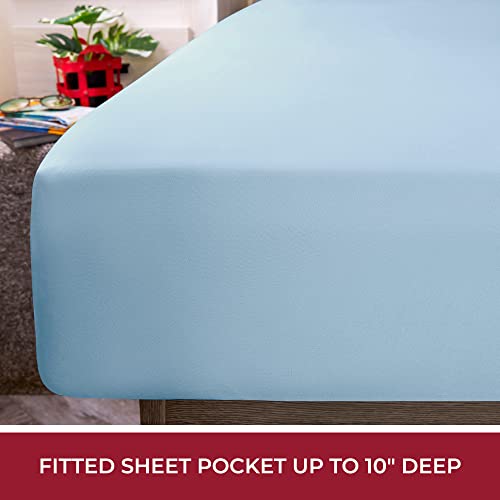 Image of Mellanni RV Short Queen Sheets - 4 PC Iconic Collection Bedding | Hotel Luxury, Extra Soft, Cooling Bed Sheets - Deep Pocket up to 10 inch (RV /Short Queen, Blue Hydrangea)