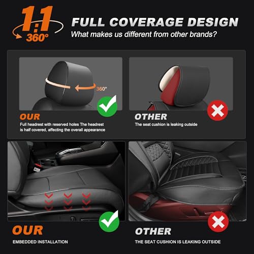 Image of AOMSAZTO Custom Fit Car Seat Covers for Honda CRV: 2023 2024 2025 2026 Full Set Faux Leather Car Seat Cover Waterproof (5 Seats,Black)