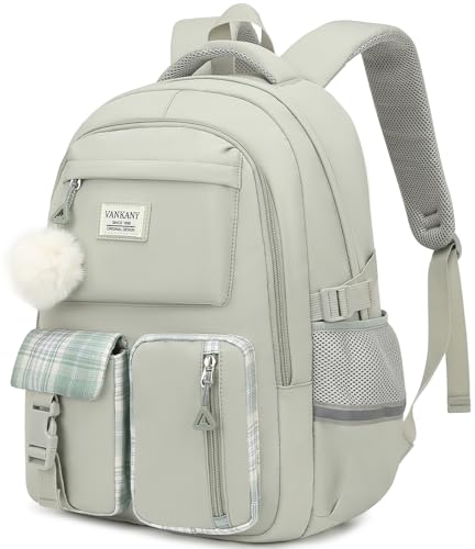Image of School Backpack for Teen Girls, Big Student Laptop Backpack Aesthetic Bookbags for College Women Elementary Middle High School Travel Mochilas Escolares, Light Green