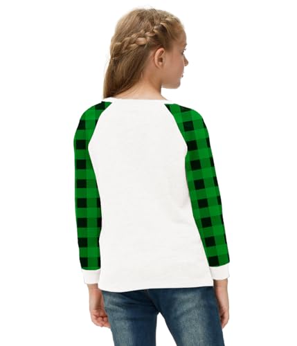 Image of Remimi Girls Thanksgiving Shirts Buffalo Plaid Raglan Tee Cute Turkey Holiday Party Long Sleeve Tshirt 5-14 Years