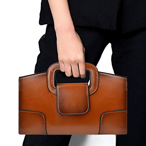 Zlm Bag Us 10461485 Zlmbagus Women Vintage Flap Tote Top Handle Satchel Handbags Pu Leather Clutch Purse Casual Messenger Chain Shoulder Crossbody Bag Brown thumb #1