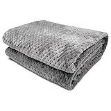 HTE Manta Suave de Microfibra 130 X 160 cm Individual para Sofá, para Adultos y Niños (Gris)