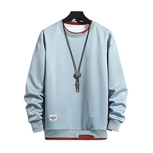 Sanykongy Hommes Harajuku Hoodies Automne Printemps Sweat À Capuche Coton Sweats Streetwear Vêtements YWB6720LightBlue M Cover