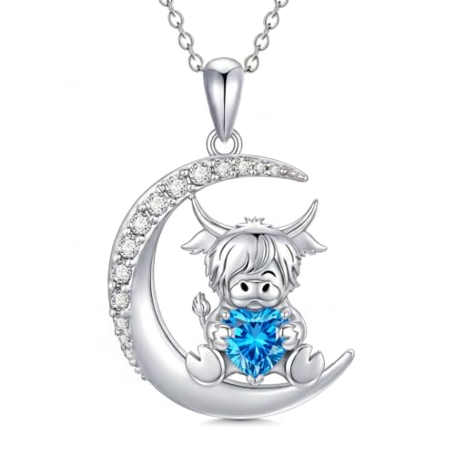 Image of PROESS Animal Birthstone Necklace 925 Sterling Silver Otter /Axolotl /Hippo /Elephant /Dachshund /Monkey /Red Panda Pendant Necklace Animal Birthstone Jewelry Gifts for Women