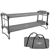 Disc-O-Bed Large Outdoor Convertible 2 Person Bench and Double Camping Cot Portable Bed Bunk System for Adults, Grey