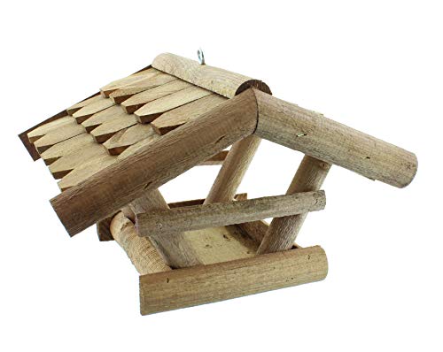 Vogelhaus Futterhaus Vogelvilla Vissel aus Echtholz Dach aus Echtholzschindeln mit Ständer L 124cm Höhe 37cm Breite