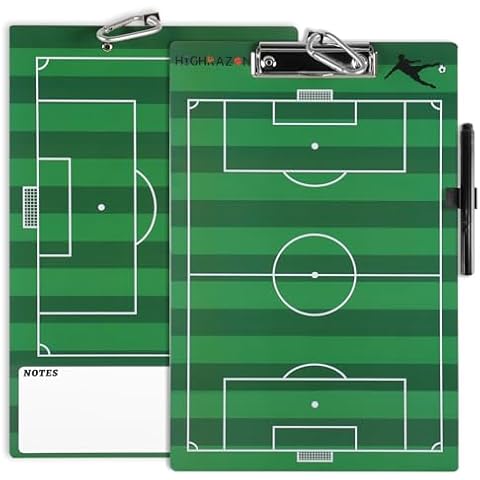 HIGHRAZON Soccer Coaches Clipboard, White Double-Sided Dry Erase Coach Clipboard, Color Soccer Whiteboard for Coaches, Lineup White Board with Marker for Coaches Gift, Green Cover