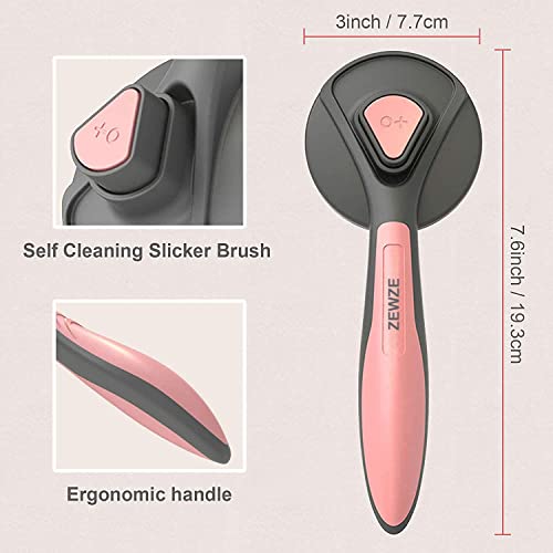 4. Bild von ZEWZE Haustier Bürsten, Hundebürste Katzenbürste,Entfernt 90% des Toten Fells und der Losen Haare, für Mittel und Langhaar Hunde Katzen-Rosa