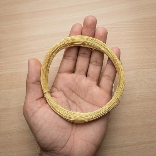 Image of Beadsnfashion 60 Meter Brass Craft Wire DIY Gold Color Wire for Jewellery Making, Beading, Flower Making, Hobby Crafts and School Project (Gold, 28 Gauge (0.32mm))