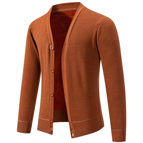 Men Slim Fit Knit Sweatercoat Solid Cardigan Warm Casual V-Neck Sweater Fall Winter2