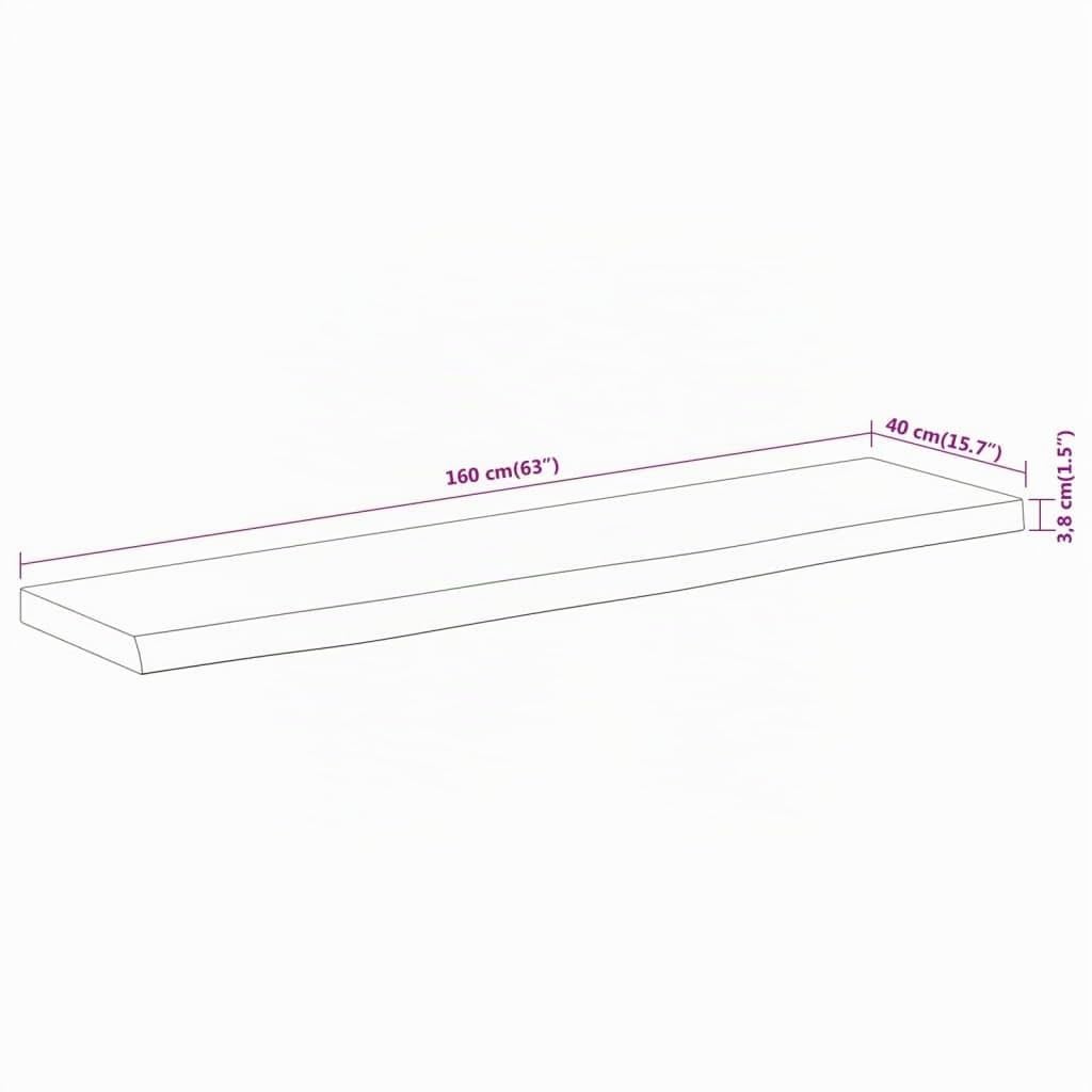 vidaXL Tablero Rectangular Madera de Acacia Borde Vivo 160x40x3,8 cm