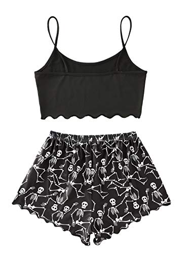 SweatyRocks Women's Summer Cute Printed Cami Top and Shorts Pajamas Set Sleepwear2