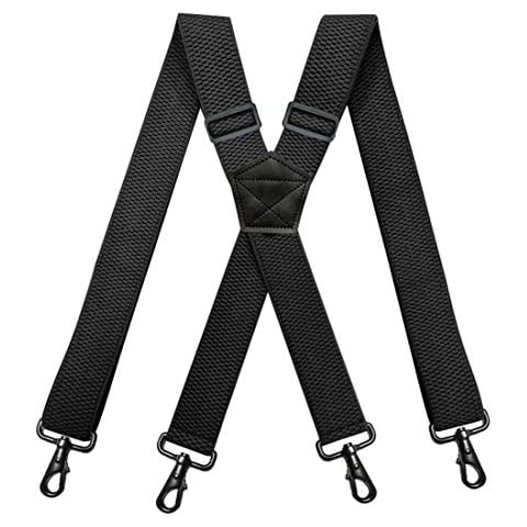 JIERKU Mens Suspenders with 4 Snap Hooks Big and Tall Heavy Duty X-Back 3.8cm Width Elastic Braces (Black) Cover