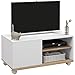 HOMCOM Mueble TV de Salón Moderno con Ruedas Mesa para Televisores de 42 Pulgadas Módulo TV con 1 Puerta y 2 Estantes de Almacenamiento 80x45x41 cm Blanco
