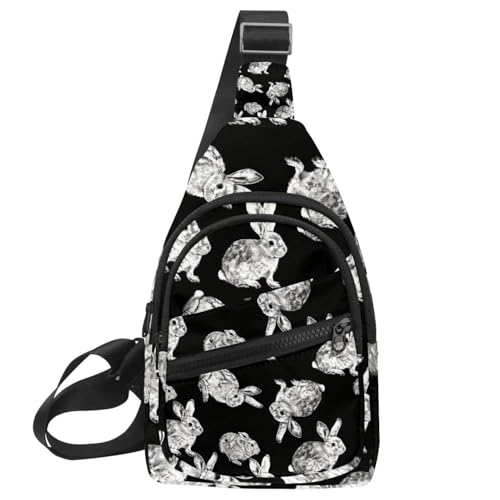 Riñonera cruzada para viajar y senderismo con estampado de conejo multicolor adaptable