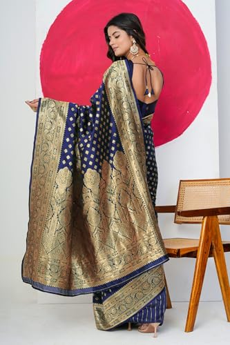 Image of Subham Saree for Woman Silk Cotton Kanjivaram | Soft Easy to Drape Daily Wear Sari with Blouse Fabric