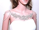 ACloudBridal Handmade Vintage Style Bridal Rhinestone Crystal Chain Pearl Shoulder Necklace