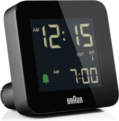 Braun digital väckarklocka I snooze-funktion I negativ LC-display I snabbjusteringsfunktion I Crescendo-larm I svart I modell BC09-DCF