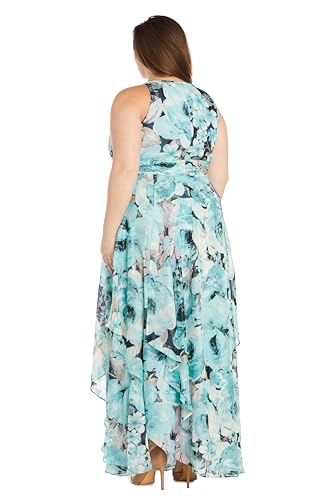 Image of R&M Richards Women's Elegant Halter Neck Floral Chiffon Maxi Dress | Sleeveless Flowy A-line Daytime Casual Style