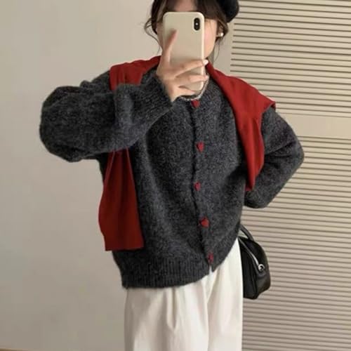 Heart Sweater Mohair Sweater Button Up Sweater Cardigan Sweaters Crew Neck Sweater Loose Sweater Y2k Sweaters2