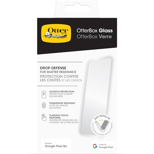 OtterBox Google Pixel 8a Glass Screen Protector Flawless Touch Response Fingerprint Resistant Easy Installation Clear