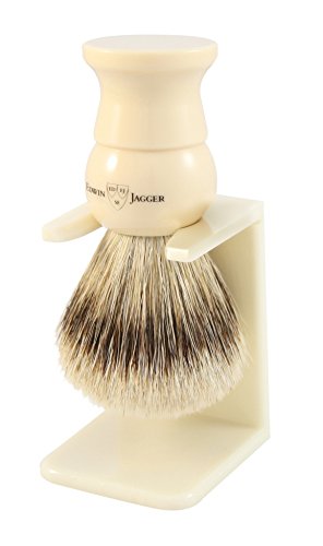 Edwin Jagger Super Badger Brush Imitation Ivory Medium + Drip Stand