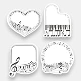 Haftnotizen Musik Design 4er Set, 120 Zettel – Sticky Notes Klavier Tastatur, Noten und Violinschlüssel, je 30 Blatt, selbstklebende Notizblöcke Schule, Büro & Musikunterricht, Geschenk für Musiker