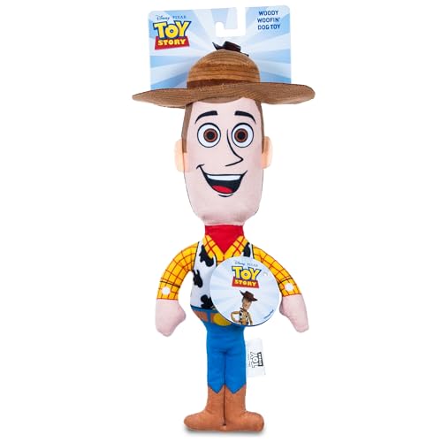 Disney for Pets Pixars Woody Woofin Pet Toy Pixar Dog Toys | Plus Toy for Dogs Inspired by Woody from Pixars Toy Story with Squeaker 9 Inch