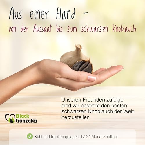 Naturkost Schwarzer Knoblauch aus Spanien (10 Knollen) - 90 Tage fermentierter Knoblauch, vegan & nachhaltig, Black Garlic aus Spanien